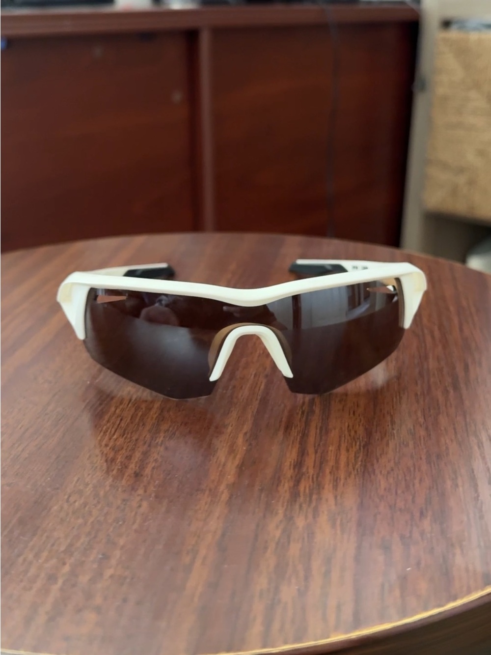 Spy White Frame Sport Sunglasses with Brown Lenses